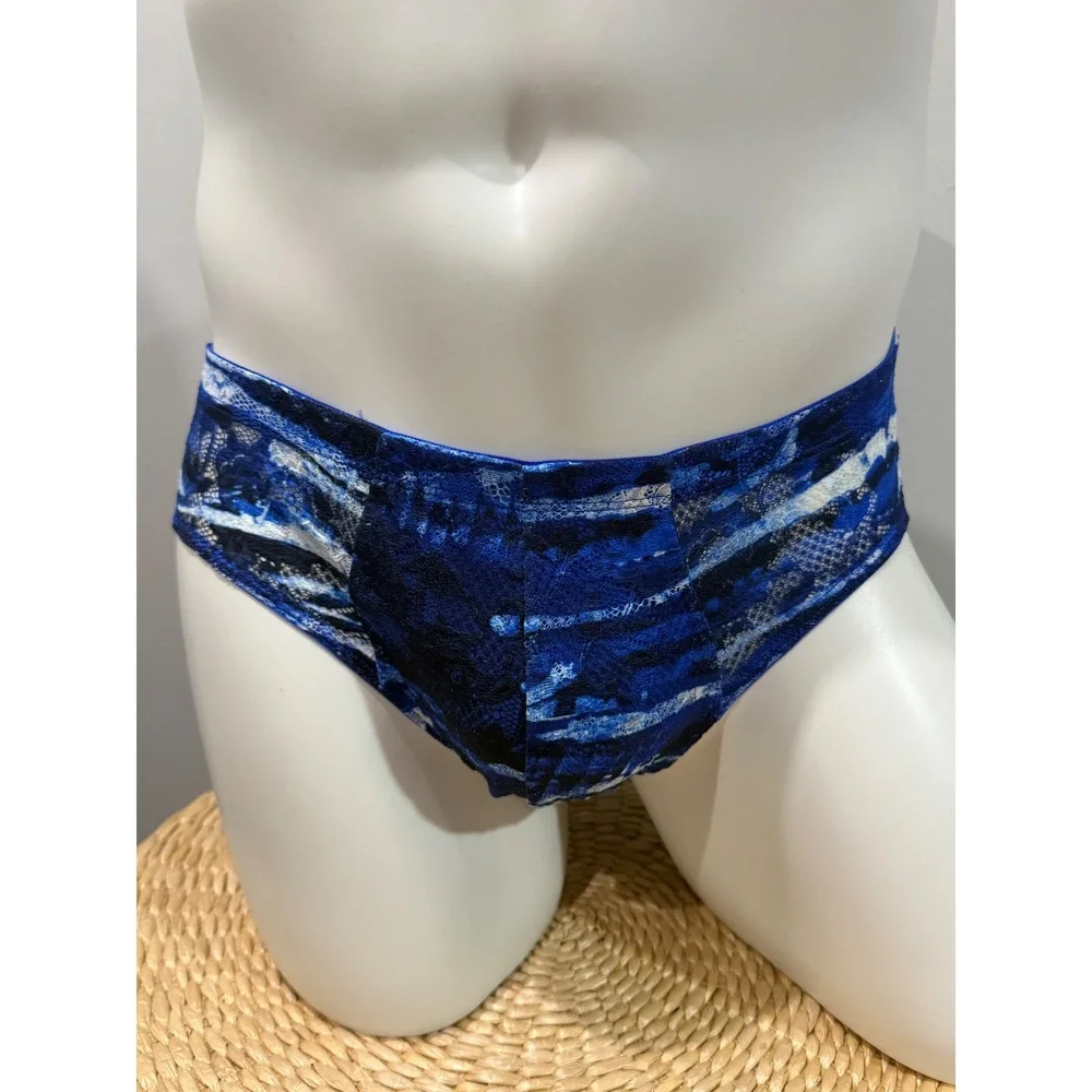 Cosabella Never Say Never Men's Lace Comfort Micro Brief Blue Print Size S